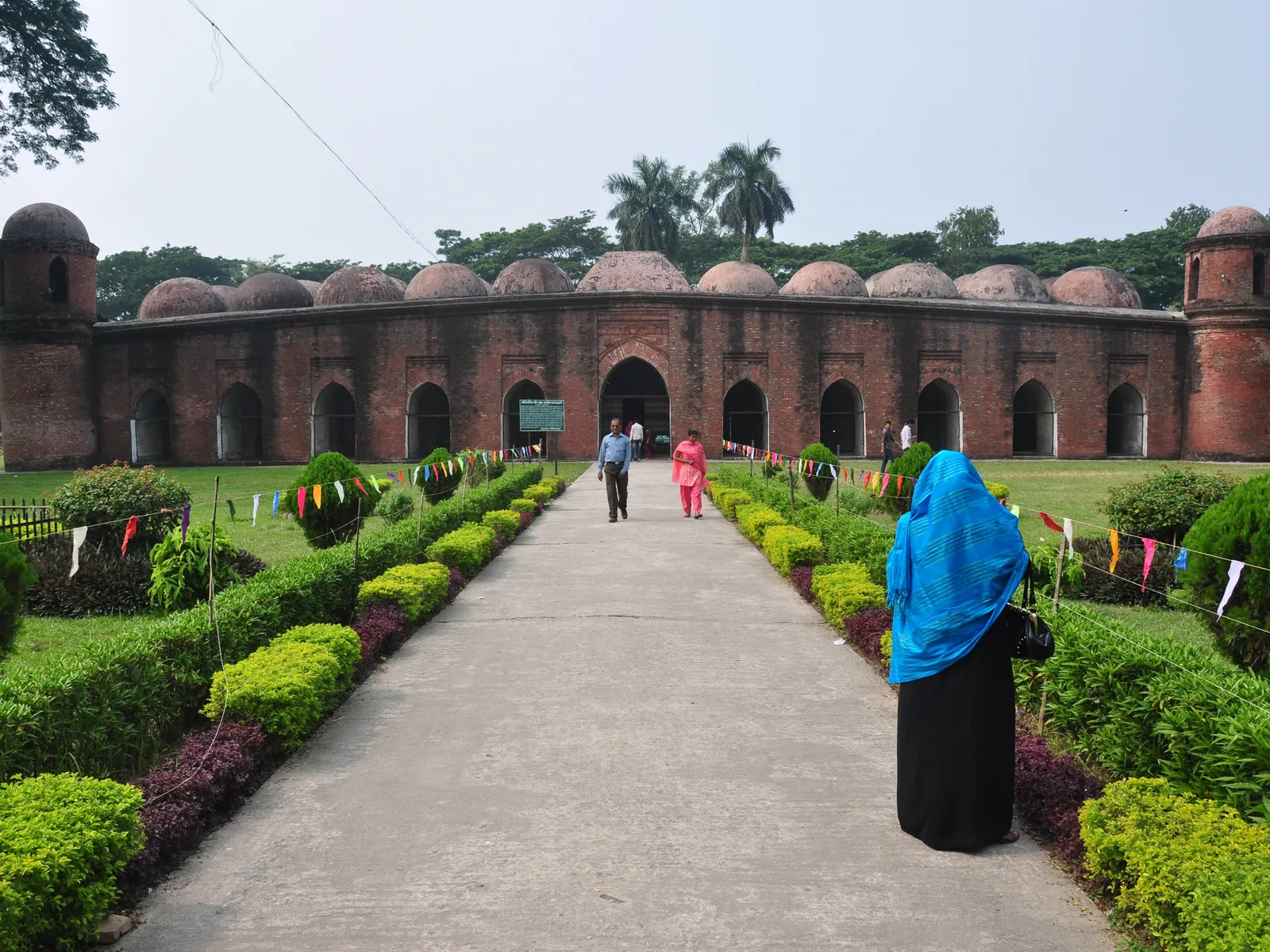 The Sixty Dome Mosque at Bagerhat seen down its garden path